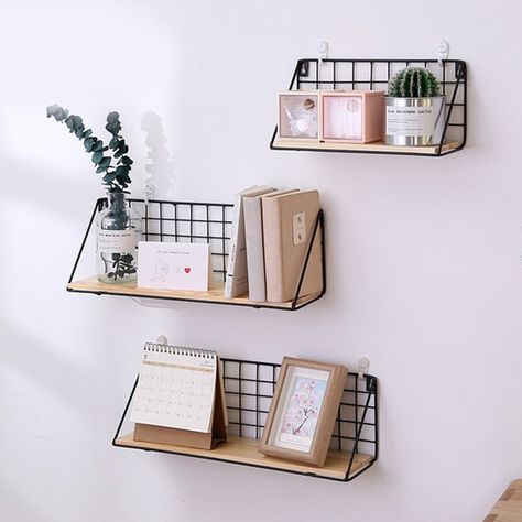 Wall Mount Shelves, Rustic Wall Mounted Floating Shelves For Living Room, Dining Room, Office, Bedrooms - Walmart.com - Walmart.com Reka Bentuk Bilik Tidur, Hiasan Bilik Tidur, Diy Regal, Wall Hanging Storage, Wooden Wall Shelves, Dorm Room Inspiration, Hiasan Bilik, Bilik Tidur, Teen Bedroom Decor