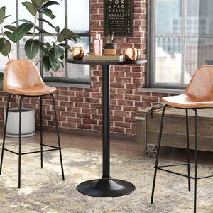 Williston Forge Devan 31" Bar Stool & Reviews | Wayfair Pedestal Dining Table Wood, Metal Cocktail Table, Table Wood Metal, Round Bar Table, Dining Table Wood, Circle Table, Drinks Coffee, Party Setup, Table Bistrot