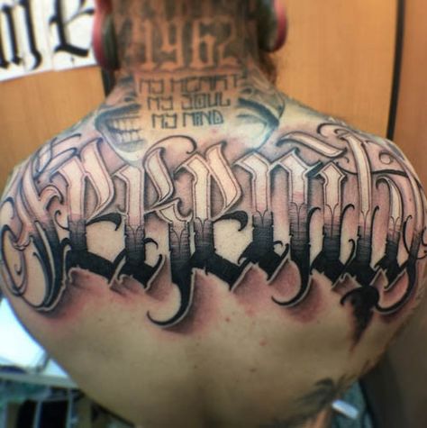 By Big Meas #InkedMagazine #Letteringtattoo #tattoos #tattoo #font #lettering Lettering Tattoos, Tattoo Fonts Alphabet, Tattoo Lettering Styles, Chicano Tattoos, Samoan Tattoo, Tattoo Lettering Fonts, Tattoo Desings, Bad Tattoos, Tattoo Font