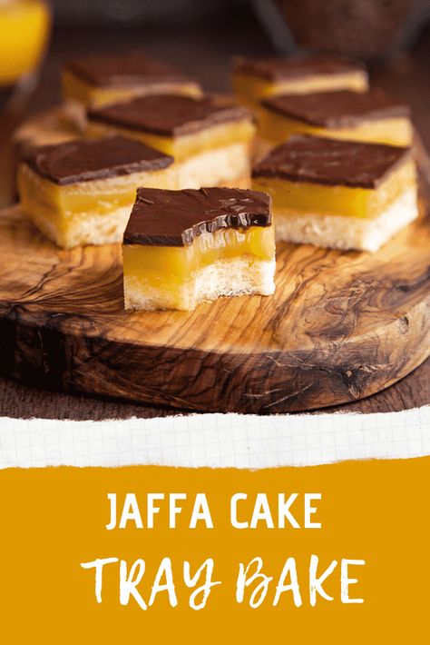 Jaffa Cakes Recipe, Jaffa Cake Cake, English Traybake, Cake Tray Bakes, Cake Traybake, Jaffa Cake Recipe, Traybake Recipes, Traybake Cake, Sponge Recipe