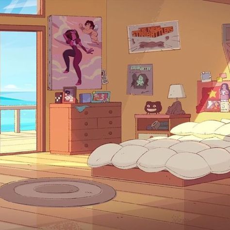 Steven's Room | Steven Universe Wiki | Fandom Steven Universe Gem Rooms, Steven Universe Decor, Steven Universe Room, Rooms Reference, Geeky Decor, Steven Universe Background, Cartoon Decor, Anime Bedroom, Gacha Background