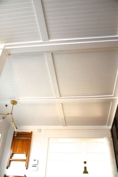 Cover Popcorn Ceiling, Suspended Ceiling Tiles, Beams Ceiling, Ceiling Makeover, Diy Beadboard, Basement Ceiling Options, Ceiling Diy, Ceiling Remodel, Ceiling Options