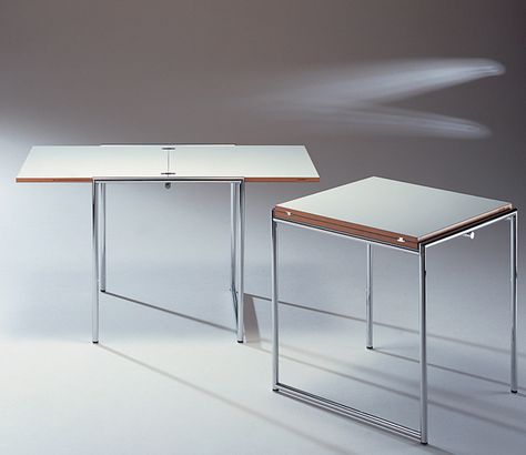 Eileen Gray Furniture, Eileen Gray Table, Eileen Grey, Foldable Dining Table, Vintage Furniture Design, Eileen Gray, Metal Furniture Design, White Laminate, Creative Furniture