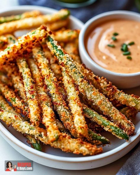 Air Fried Peppers, Air Fryer Beans, Green Bean Fries Air Fryer, Air Fryer Green Beans Recipes, French Fry Substitute, Avocado Fries Air Fryer, Air Fried Vegetables, Green Beans Air Fryer, Green Beans Vegan