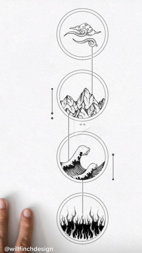 5 Elements Tattoo Symbols, Five Elements Tattoo Design, The 4 Elements Tattoo, 5 Elements Tattoo Design, Force Of Nature Tattoo, Elements Tattoo Symbols, Elements Of Nature Tattoo, 5 Elements Tattoo, Earth Element Tattoo