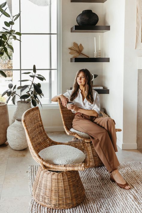 7 Simple Ways to Refresh Your Home This Spring, According to Designers Wicker Swivel Chair, Wide Bookcase, Rattan Lounge Chair, Accent Ottoman, Woven Furniture, Inexpensive Furniture, Leather Bed, Tv Stand Wood, Interior Design Companies