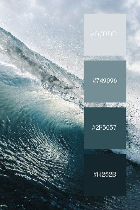 For a blue ocean color palette, envision hues like deep navy blue, serene aquamarine, vibrant azure, tranquil teal, and soft sky blue. These colors evoke the depths and tranquility of the open sea, perfect for creating a calming and expansive atmosphere in designs. Sea Color Palette Ocean, Sea Color Palette, Color Scheme Generator, Ocean Color Palette, Color Generator, Blue Eye Color, Pantone Colour Palettes, Color Design Inspiration, Sea Colour