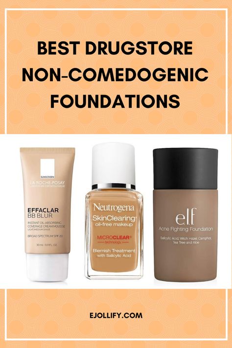 Non Pore Clogging Makeup, Noncomedogenic Makeup, Best Makeup For Acne, Non Comedogenic Makeup, Foundations For Oily Skin, Acne Coverage, Best Drugstore Foundation, Makeup Coverage, Foundation For Oily Skin