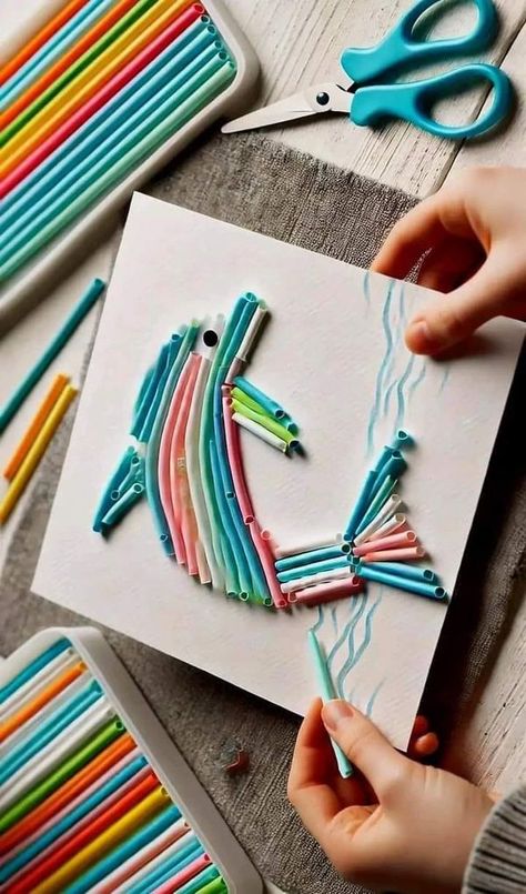 Straw Crafts, Art Club, Art Classes, Straw, Collage, Quick Saves, Art