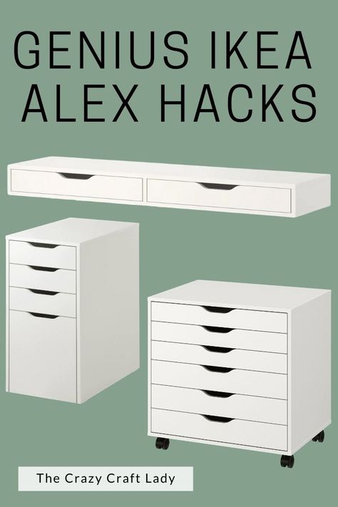 Furniture Projects, Creative DIYs, and Tutorials - The Crazy Craft Lady Ikea Alex Desk, Ikea Craft Room, Ikea Desk Hack, Ikea Alex Drawers, Desk Hacks, Ikea Crafts, Ikea Office, Ikea Alex, Ikea Desk