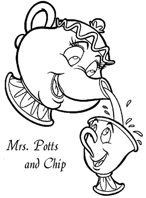 Beauty And The Beast Coloring, Mrs Potts, Beauty And The Beast Party, Cartoon Coloring, Posca Art, Disney Colors, Cartoon Coloring Pages, Disney Beauty And The Beast, Disney Coloring Pages