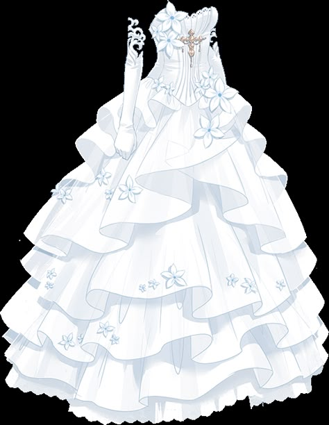 I like this in different colors Wedding Dresses Reference Drawing, Love Nikki White Hair, Wedding Dress Reference Drawing, Wedding Dress Art Drawing, Wedding Dress Drawing Reference, Wedding Dresses Anime, Ball Dress Drawing, Bride Dress Drawing, White Dress Drawing