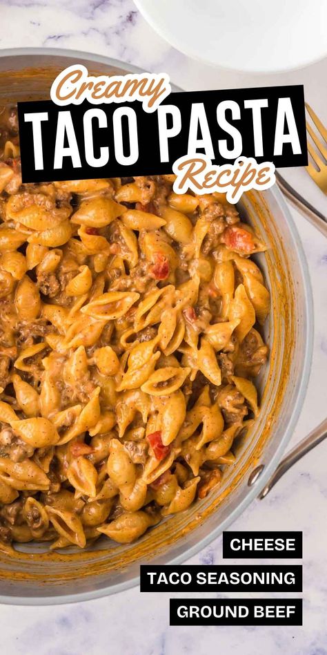 Meals With Queso, Essen, Shell Dinner Recipes, Ground Beef Taco Pasta Recipes, Italian Pasta Meals, Meals With Ground Beef And Pasta, Easy Cheesy Taco Pasta, One Pot Cheesy Taco Pasta, Taco Pasta Velveeta