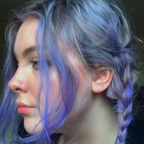 Pastel Blue Purple Hair, Blue With Purple Hair, Light Blue Hair Streaks, Short Pastel Blue Hair, Light Blue Purple Hair, Lavender And Green Hair, Light Hair Aesthetic, Light Purple Hair Aesthetic, Light Blue And Purple Hair