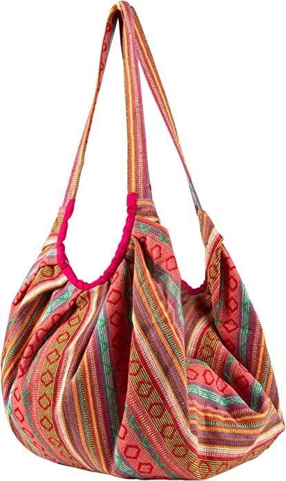 AmazonSmile: Tribe Azure Jacquard Cotton Shoulder Banana Style Fashion Travel Canvas Tote Bag Hobo Style Casual Market Purse Handbag (Pink) : Clothing, Shoes & Jewelry Leather Hand Bags For Women, Travel Canvas, Hobo Style, Travel Tote Bag, Handbags Casual, Canvas Handbags, Boho Bag, Travel Tote, Womens Purses