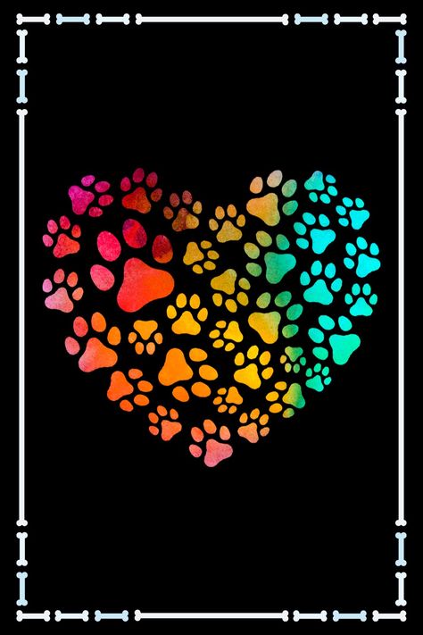 Heart Paw Print, Dog Paw Prints, Paw Heart, Rainbow Dog, Beautiful Art Pictures, Feather Art, Dog Paw Print, Pet Paws, Cats Illustration