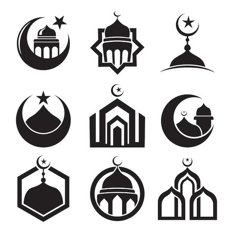 Islamic Symbols Design, Islamic Logo Design Ideas, Islamic Logo Symbols, Mosque Logo Design, Islamic Logo Design, Muslim Logo, Masjid Vector, Islam Logo, Mosque Icon