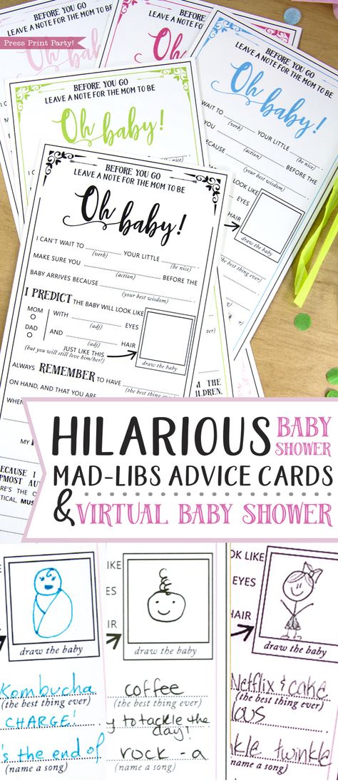 My contribution to this virtual baby shower are these hilarious baby shower mad libs advice cards! Baby Shower Mad Libs, Diy Baby Shower Games, Free Baby Shower Games, Funny Baby Shower Games, Baby Shower Advice Cards, Boy Baby Shower Ideas, Baby Shower Advice, Shower Cards, Free Baby Shower