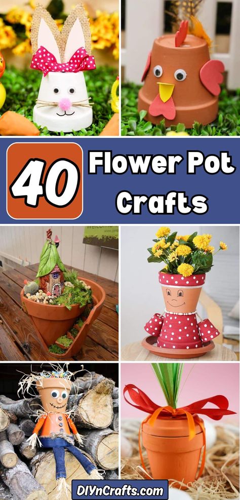 40 Flower Pot Crafts Art And Craft Flowers, Chalkboard Flowers, Bath Garden, Outdoor Christmas Planters, Small Clay Pot, Terra Cotta Pot Crafts Diy, Small Terracotta Pots, Clay Pot Projects, Flower Pot People