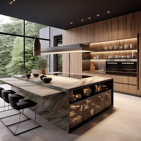 Modern Kitchen Open, House Flipper, Modern Luxury Kitchen, Apartment Vibes, Persian Architecture, Pop Ceiling Design, Kitchens Luxury, Dream Kitchens Design, Kitchen Design Open