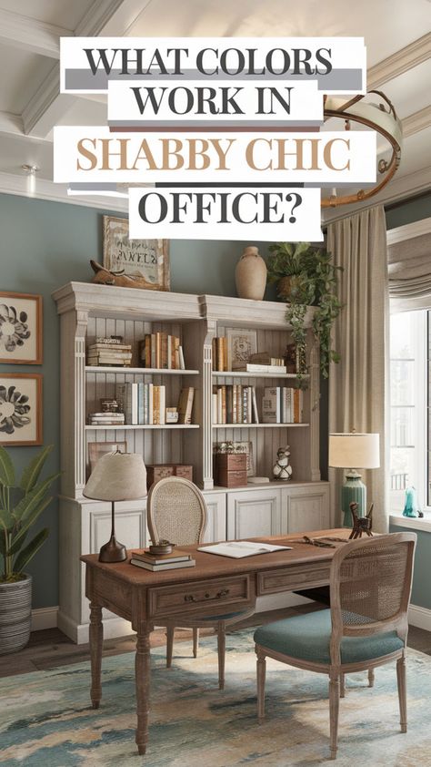 Muted shades like sage green, dusty pink, and soft cream work beautifully in a shabby chic office. 🌿🖌️ Pair these with floral accents and vintage details for a romantic look. 🌸✨ Add shabby chic DIY projects, like distressed wood pieces, to enhance the vibe. 🪑💖 This color scheme transforms your office into a peaceful, timeless workspace. 🌷✨ #shabbychiccolorpalette #romanticshabbychic #shabbychicstil #vintagepinkoffice #chicdecorDIY #decorationShabby #shabbychicliving #shabbychicdiyprojects Shabby Chic Color Palette, Chic Decor Diy, Feminine Desk, Shabby Chic Diy Projects, Muebles Shabby Chic, Shabby Chic Colors, Shabby Chic Office, Feminine Office, Cozy Home Office