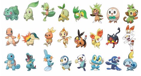 1-8 generation #starterpokemon Pokemon Starter Evolutions, Pokemon Eggs, Pokemon Starters, Pokemon Coloring Pages, Pokemon Coloring, Type Pokemon, All Pokemon, My Pokemon, Cool Pokemon