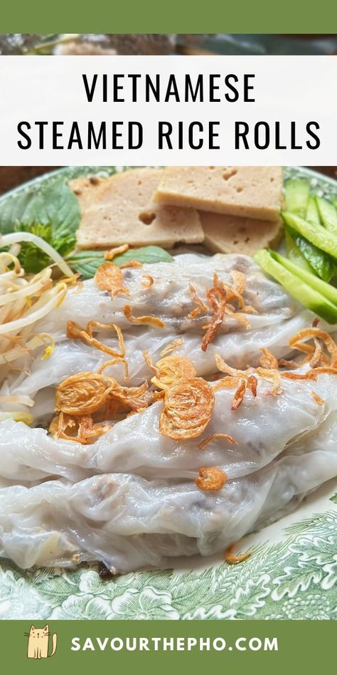 Vietnamese steamed rice rolls (Bánh Cuốn) Banh Cuon Recipe, Pork And Mushrooms, Steamed Rice Rolls, Fresh Spring Rolls Recipe, Vietnamese Pancakes, Korean Bulgogi, Turnip Cake, Vietnamese Rice, Rice Rolls