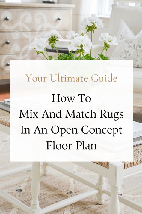 Discover how to effortlessly coordinate rugs, mixing and matching them to create a cohesive look and feel in your home. Multiple Rugs In Open Floor Plan, Mixing Rugs In Open Floor Plan, Rugs In Dining Room Ideas, Two Rugs In One Room, Coordinating Rugs Open Floor Plan, Dining Table Rug Ideas, Kitchen Rug Placement, Coordinating Rugs, Rugs In Dining Room