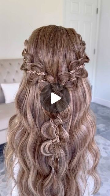 Sandra Monzon-Atlanta Ga Bridal Hairstylist on Instagram: "Quick video of this Beautiful and unique half up/half down Hairstyle, I hope you like it 🫶🏽  Mannequin head “Sofia” from my @sandimonzonshop use code SANDI15 before checkout 🛒  To tame the frizz I used the Styling cream “Smoothing Cream” by @aiirprofessional  To keep everything in place I used the “Soft Finishing Hairspray” by @pureology   To achieve this look, I added hair extensions*  #windergahairstylist #bridalhairstylist #braidinghairstyles #athensgahairstylist" Medium Updo Hairstyles Bridesmaid, Half Up Half Down Special Occasion Hair, Medium Hair Length Bridesmaid Hairstyles, Medium Hair Styles Half Up, Wedding Hair Styles Bridesmaid, Hairstyles That Are Up, Bridal Hair Half Up Half Down Long, Half Up Half Down Braided Hair, Hairstyles For Medium Length Hair Videos