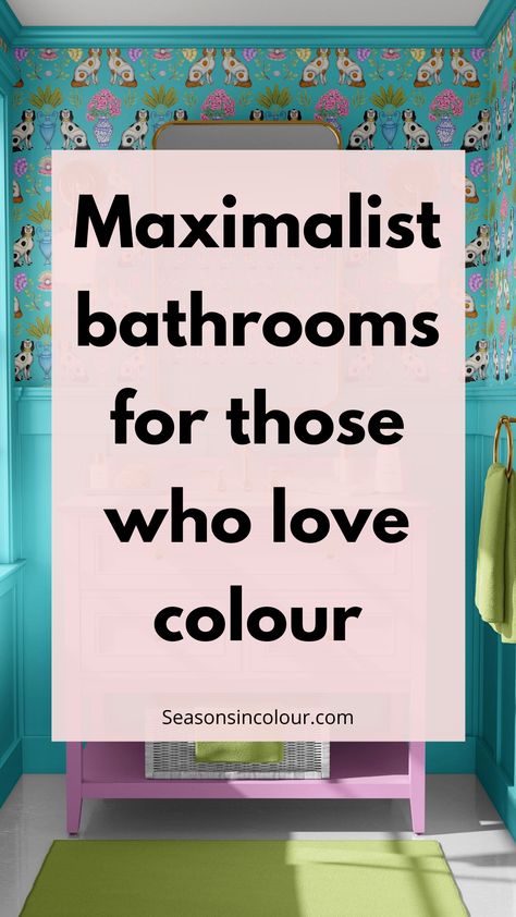 These schemes have colour and texture and they are perfect for your inner maximalist. Using wallpaper to a great effect, a key trend for 2020 bathroom design. #smallbathroomdesign #budget #interiors Small Bathroom Design Colorful, Bright Colorful Bathroom Ideas, Bright Bathroom Wallpaper, Colorful Bathroom Paint, Eclectic Wallpaper Bathroom, Bright Bathroom Ideas Colour Schemes, Small Bathroom Colourful, Coloured Bathroom Suite, Small Bathroom Maximalist