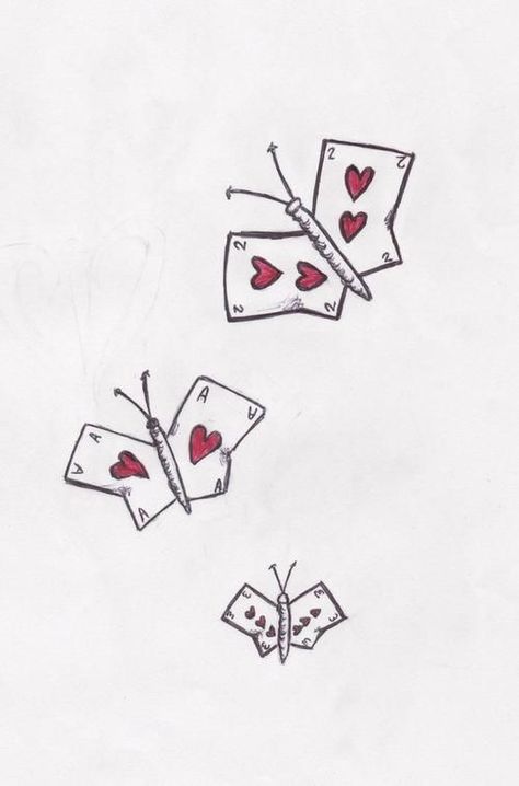 Playing Card Tattoos, Butterflies Tattoo, Alice In Wonderland Drawings, Hearts Playing Cards, Wonderland Tattoo, Play Cards, Theme Tattoo, Butterfly Card, Card Tattoo