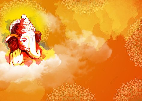 Orange Gradient White Cloud Ganesha Background Ganpati Bappa Wallpapers Horizontal, Ganpati Background Invitation, Ganpati Poster Design Background, Ganpati Bappa Poster Background, Ganesh Poster Background, Vinayagar Background, Ganpati Background Banner, Ganpati Poster Design, Ganapati Banner Background