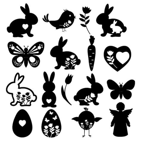 Easter Silhouette, Easter Bunny Silhouette, Easter Rabbit Decorations, Easter Vector, Rabbit Icon, Rabbit Silhouette, Zestaw Ikon, Rabbit Collection, Rabbit Drawing