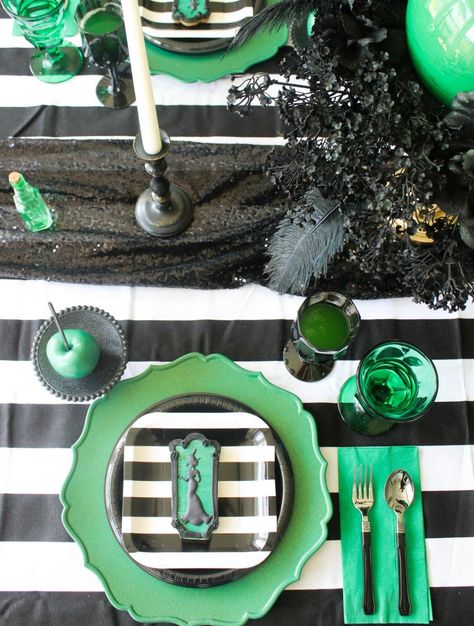 Musical Birthday Party, Wicked Party, Witch Halloween Party, Mercury Candle Holders, Witches Halloween Party, Elphaba And Glinda, Wicked Musical, Holiday Decor Halloween, 34th Birthday