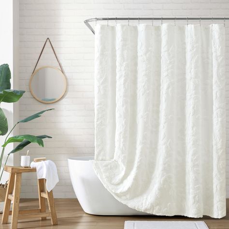 PRICES MAY VARY. 100% Cotton Laurel plants in a chenille medallion pattern Tufted finish for soft texture 100% cotton OEKO-TEX STANDARD 100 72in x 72in Made in India Bathroom Construction, Cotton Shower Curtain, White Shower Curtain, White Shower, Bathroom Color, Medallion Pattern, Throw Pillows Bed, Home Curtains, Patterned Shower Curtain