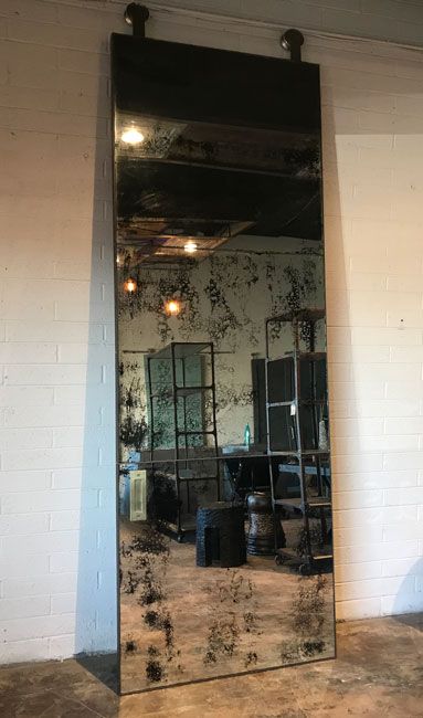 Tall Mirror Decor, Mirrored Barn Door, Mirrored Headboard, Antique Glass Mirror, Mirror Wall Tiles, Industrial Mirror, Large Antique Mirror, Mirror Barn Door, Mirror Doors