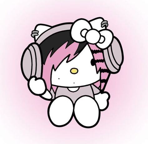 Emo Hello Kitty Pfp, Emo Discord Pfp, Pink Pfp Icon, Cute Pink Pfp, Scene Hello Kitty, Scene Pfp, Emo Icons, Pink Drawing, Hello Kitty Cute