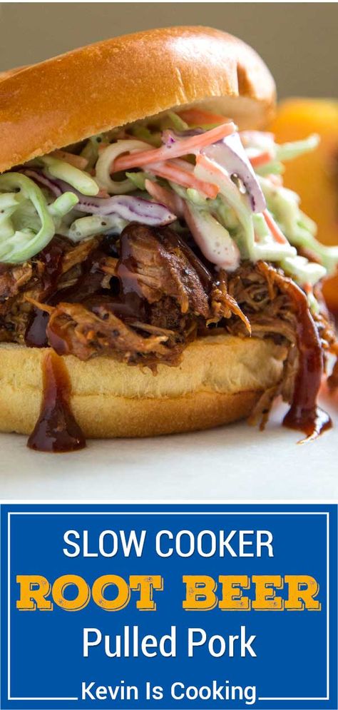 Rootbeer Pulled Pork Slow Cooker, Root Beer Pulled Pork Crock Pot, Pulled Pork With Root Beer, Pulled Pork Crockpot, Root Beer Pork, Root Beer Pulled Pork, Pulled Pork Crock, Slow Cooker Pulled Pork Recipe, Pork Roast Crock Pot Recipes