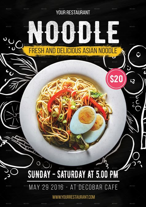 Food Poster Design Ideas, Fast Food Flyer, Noodles Menu, Burger Stand, Noodle Restaurant, Meat Restaurant, Restaurant Poster, Food Flyer, Menu Flyer