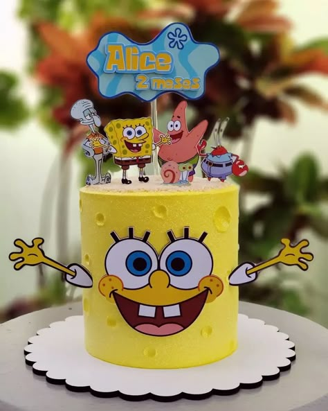 15 Cool & Quirky Spongebob Cake Ideas & Designs Spongebob Themed Birthday, Pastel Bob, Spongebob Birthday Cake, Cake Designs For Boy, Cake Designs For Kids, Baby Boy Birthday Cake, Spongebob Cake, Spongebob Birthday Party, Mini Torte