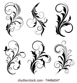 Scroll Tattoos, Free Stencil Maker, Chicanas Tattoo, Elements For Design, Filigree Tattoo, Flower Pattern Drawing, Flourish Design, Floral Stencil, Ornament Drawing