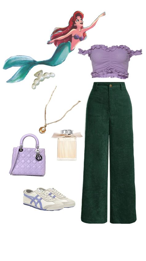 #disney #princess #littlemermaid #fashion #fashioninspo #clothes #ootd Disney Bound Outfits Aurora, Ariel Outfit Ideas Disneybound, Adult Disney Princess Inspired Outfits, Ariel Aesthetic Outfit, Ariel Bounding, Disney Princess Casual Outfits, Disney Princess Inspired Outfits Casual, Simple Disney Costumes, Ariel Disney Outfit