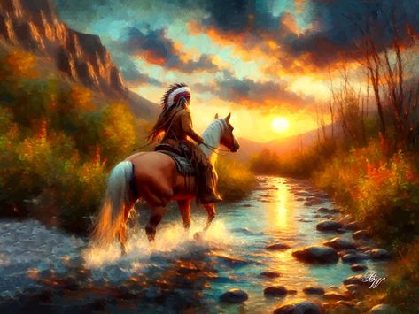 Elements Of Art Line, American Indian Artwork, Indian Artwork, Native American Paintings, Native American Pictures, Native American Artwork, Mountain Stream, Beautiful Locations Nature, Fine Print