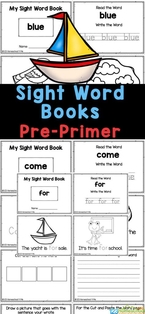 Sight Word Mini Books Free, Free Sight Word Books, Sight Word Readers Free Printable, Sight Words Preschool Printables Free, Sight Word Books Free Printable, Sight Word Readers Free, Preschool Sight Words Activities, Pre K Sight Words, Sight Word Booklets