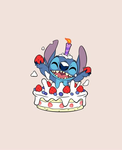 Stitch Birthday Card Ideas, Disney Sketchbook, Eeyore Pictures, Stitch Cake, Birthday Doodle, Disney Canvas Art, Disney Cookies, Cute Happy Birthday, Birthday Illustration