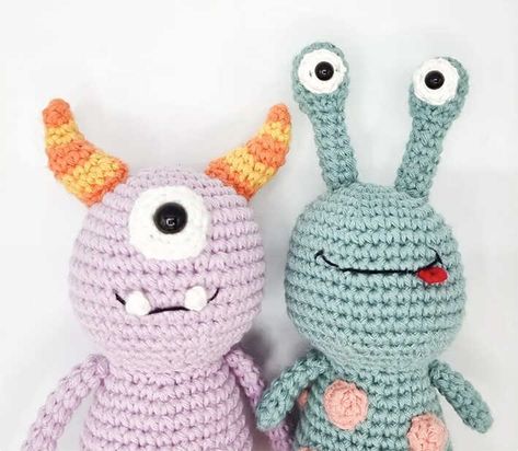 Little Monster Amigurumi Crochet Free Pattern Easy Crochet Monster Pattern Free, Monster Amigurumi Free Pattern, Crochet Monsters Free Pattern, Monster Crochet Pattern Free, Crochet Monster Pattern Free, Knit Plushies, Crochet Monster Pattern, Monster Crochet Pattern, Monster Amigurumi