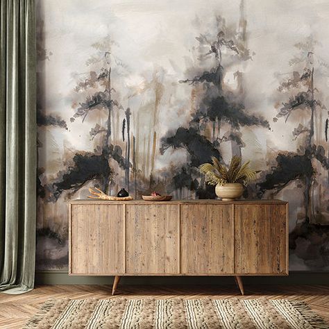 Tempaper Forest Reserve Mural Wallpaper CM9092, Color: Ink Wash - JCPenney Cleaning Materials, Entryway Colors, Peel And Stick Wall Mural, Wall Designs, Removable Wall Murals, Ink Wash, Modular Homes, Removable Wall, Home Wallpaper