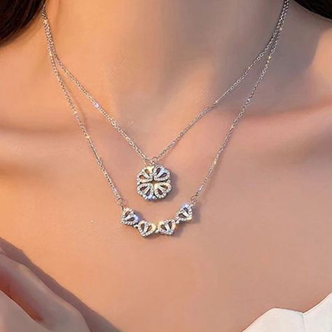 Chain With Pendant, Lucky Jewelry, Clover Design, Four Leaf Clover Necklace, Unique Jewelry Gifts, Gold Bride Jewelry, Jewellery Necklace, Heart Chain, Clover Necklace