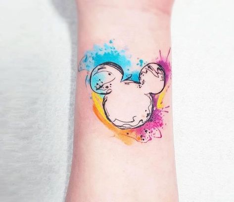 Cute Disney Tattoos, Mouse Tattoo, Mickey Tattoo, Mickey Mouse Tattoo, Disney Sleeve, Mouse Tattoos, Mickey Mouse Art, Tatuaje A Color, Mickey Mouse Head