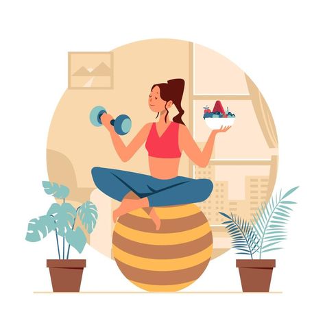 Healthy Lifestyle Concept Illustration Of Healthy Lifestyle, Healthy Person Drawing, Healthy Illustration Art, Healthy Lifestyle Poster Drawing, Poster About Healthy Lifestyle, Healthy Lifestyle Drawing, Poster Healthy Lifestyle, Healthy Life Illustration, Healthy Stickers